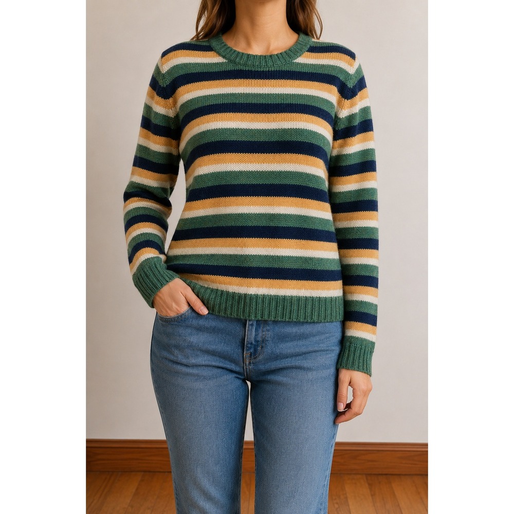Vintage Abercrombie Fitch Stripe Wool Sweater Women Medium Old Money Preppy Y2K